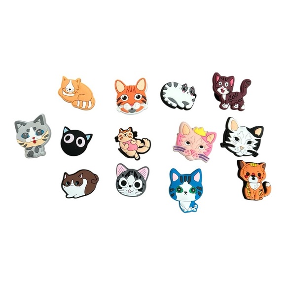 Set of 13 Cat-Themed Croc Charms – Adorable Cartoon Kitty Shoe Accessories - Picture 2 of 3